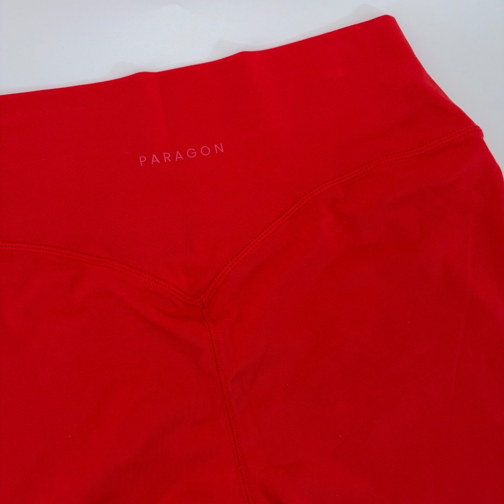 Paragon Fitwear Reluna High Rise Biker Shorts Red Large Gym Yoga Athletic